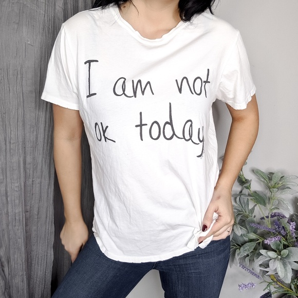 Lauren Moshi Tops - LAUREN MOSHI I am not okay today distressed tee528